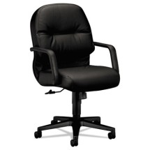 HON Pillow-Soft 2090 Managerial Black Leather Mid-Back Swivel/Tilt Chair