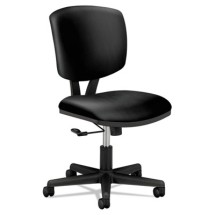 HON Volt Black Leather Armless Task Chair with Swivel Base