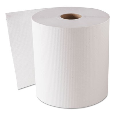 Hardwound Roll Towels, White, 8" x 800 ft, 6 Rolls/Carton