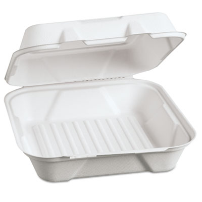 Harvest Fiber Hinged Containers, 9 x 9 x 3, 100/Pack, 2 PK/CT