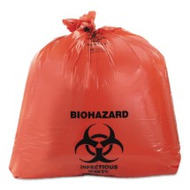 Healthcare Biohazard Printed Can Liners, 45 gal, 3 mil, 40" x 46", Red, 75/Carton