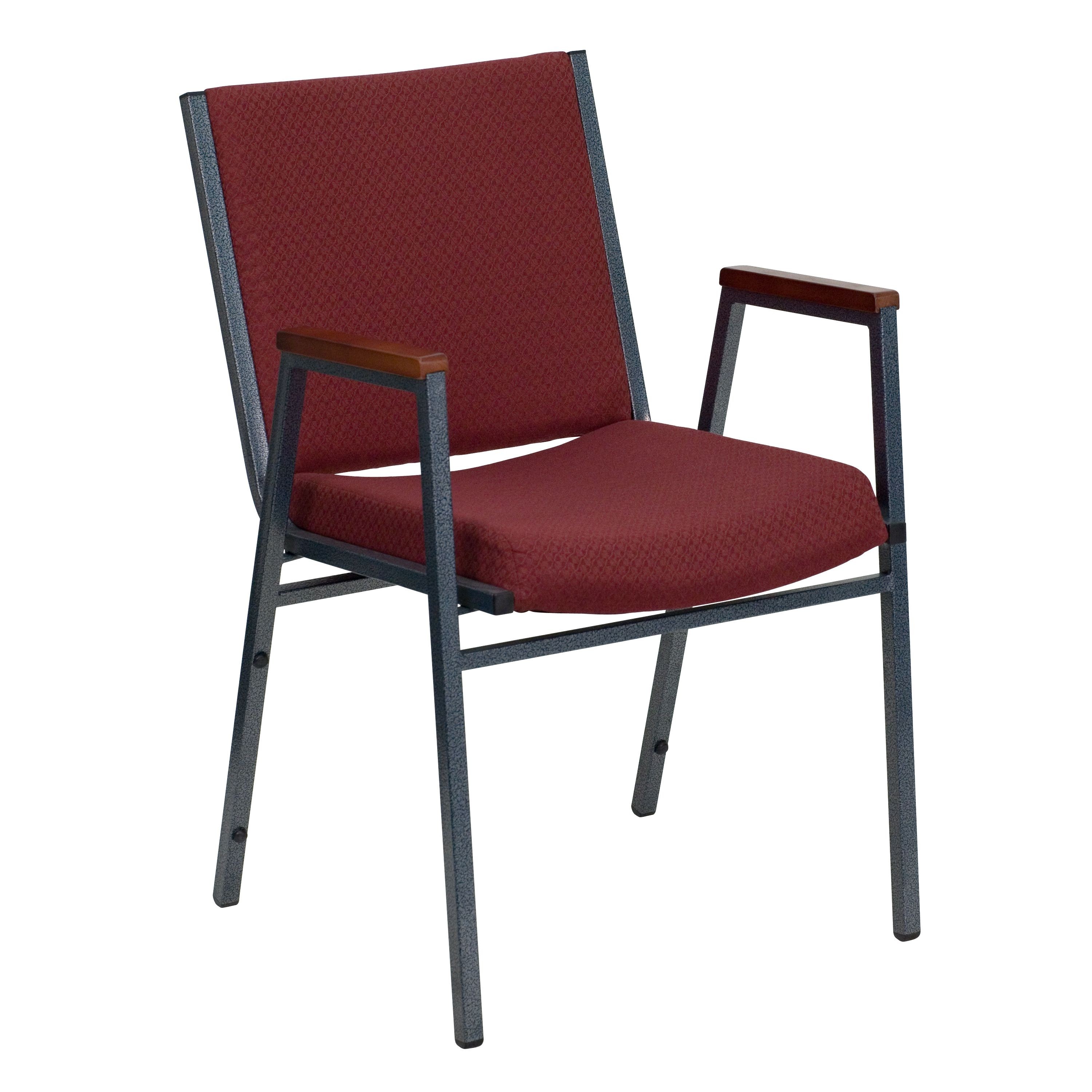 Flash Furniture XU-60154-BY-GG HERCULES Series Heavy Duty Burgundy Patterned Fabric Stack Chair with Arms