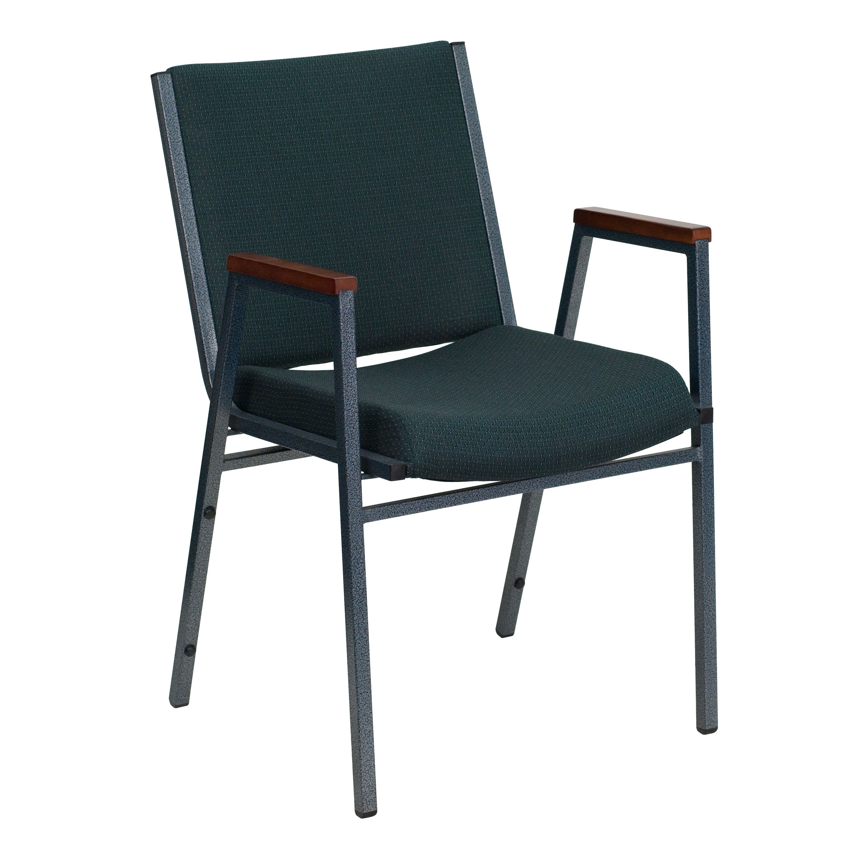 Flash Furniture XU-60154-GN-GG HERCULES Series Heavy Duty Hunter Green Patterned Fabric Stack Chair with Arms