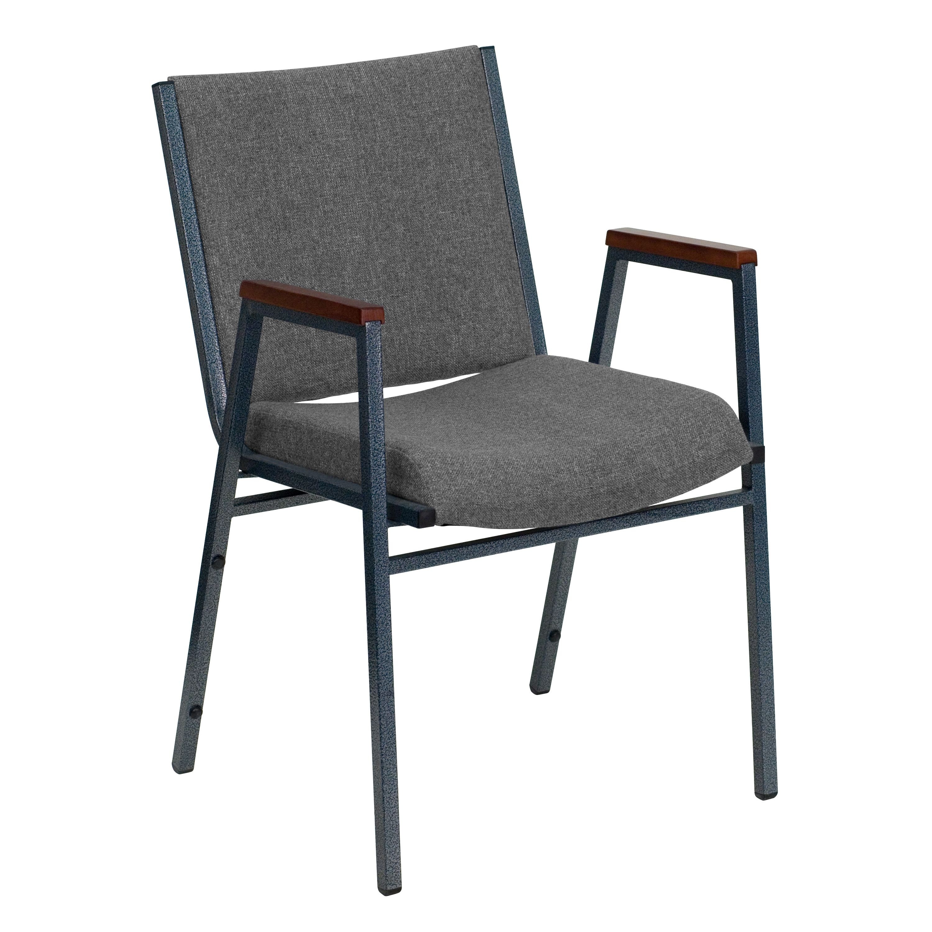 Flash Furniture XU-60154-GY-GG HERCULES Series Heavy Duty Gray Fabric Upholsetered Stack Chair with Arms