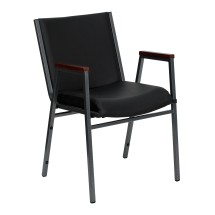 Flash Furniture XU-60154-BK-VYL-GG HERCULES Series Heavy Duty Black Vinyl Stack Chair with Arms