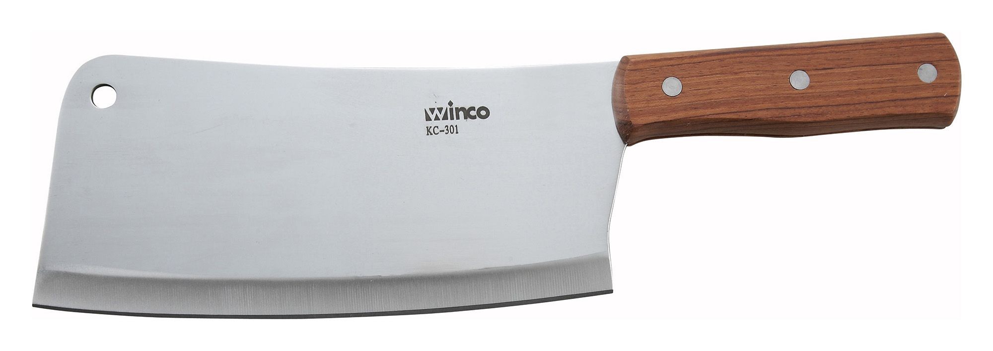 Winco KC-301 Heavy-Duty Chinese Cleaver with Wooden Handle 8"