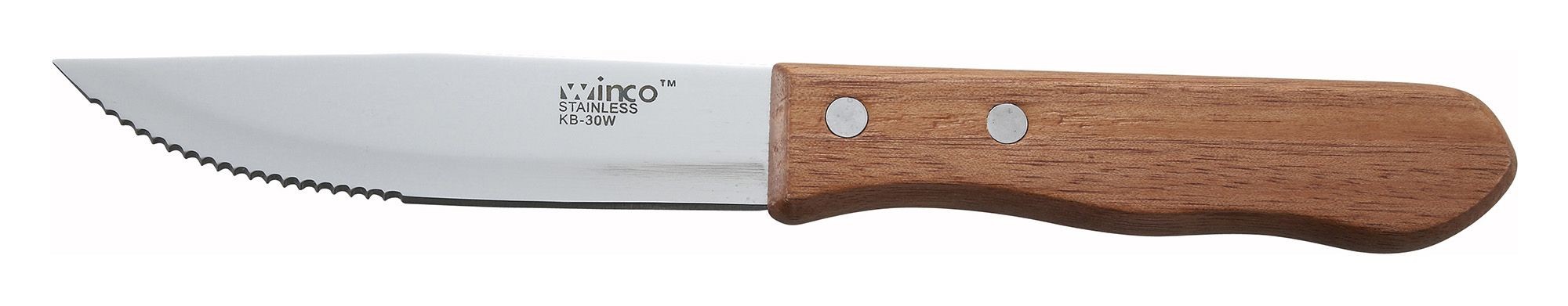 Winco KB-30W Heavy Duty Jumbo Steak Knife with Wooden Handle 5"