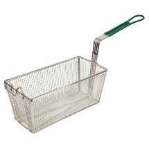 Winco FB-30 Fry Basket with Green Plastic Handle 13-1/4&quot; x 6-1/2&quot; x 5-7/8&quot;
