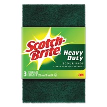 Heavy-Duty Scour Pad, 3.8w x 6"L, Green, 3/Pack, 10 Packs/Carton