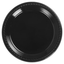 Heavyweight Plastic Plates, 10 1/4 Inches, Black, Round