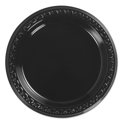 Heavyweight Plastic Plates, 6 Inch, Black, Round, 125/BG, 8 BG/CT