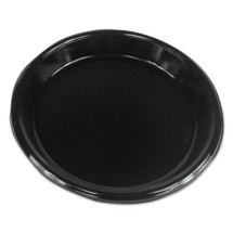 Hi-Impact Plastic Dinnerware, Plate, 10" Diameter, Black, 500/Carton