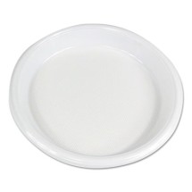 Hi-Impact Plastic Dinnerware, Plate, 10" Diameter, White, 500/Carton
