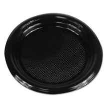 Hi-Impact Plastic Dinnerware, Plate, 6" Diameter, Black, 1000/Carton