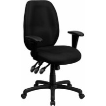 Flash Furniture BT-6191H-BK-GG High Back Black Fabric Multi-Functional Ergonomic Task Chair with Arms
