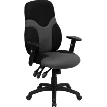 Flash Furniture BT-6001-GYBK-GG High Back Gray and Black Mesh Task Chair with Adjustable Arms