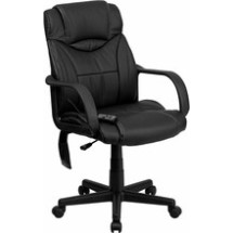 Flash Furniture BT-2690P-GG High Back Massaging Black Leather Executive Office Chair
