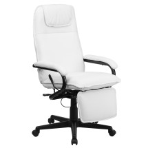 Flash Furniture BT-70172-WH-GG High Back White Leather Executive Reclining Office Chair