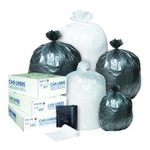 High-Density Interleaved Commercial Can Liners, 45 gal, 12 microns, 40&quot; x 48&quot;, Clear, 250/Carton