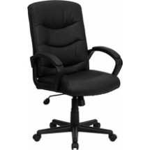 Flash Furniture GO-977-1-BK-LEA-GG High-Back Black Leather Executive Office Chair