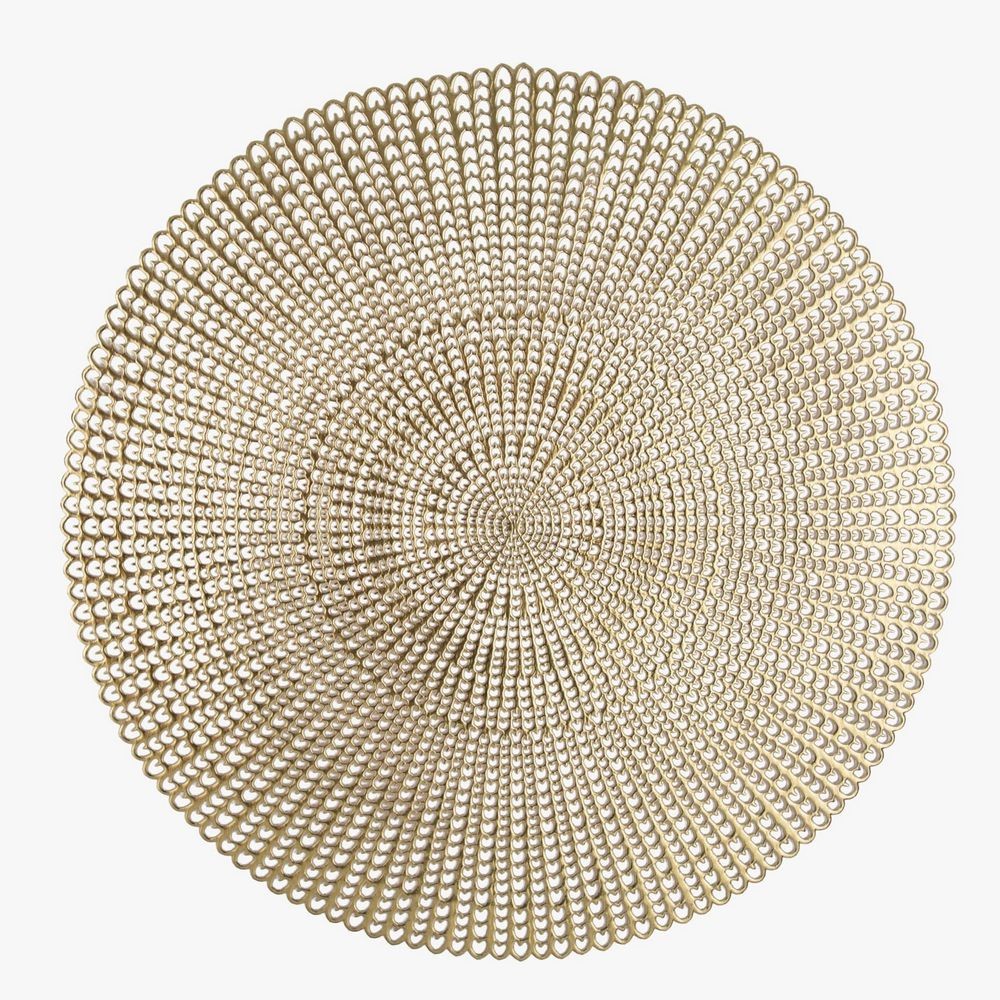 Home Details Round Gold Woven Vinyl Placemat 16"