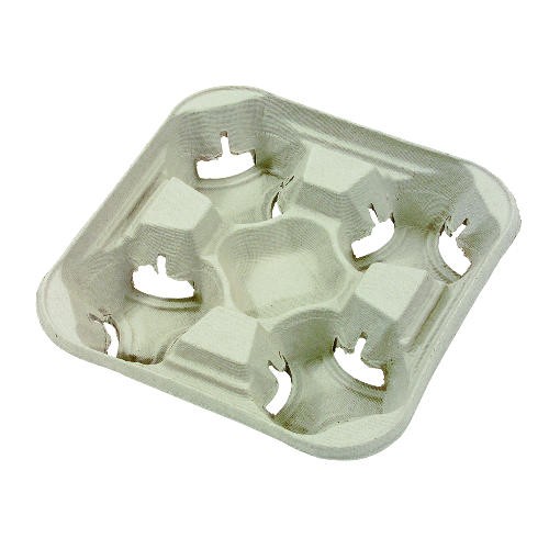 Chinet StrongHolder Four-Cup Molded Fiber Trays, 8-32 oz 300/Carton