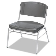 Iceberg Rough 'N Ready Big and Tall Stack Chair, Charcoal/Silver, 4/Carton