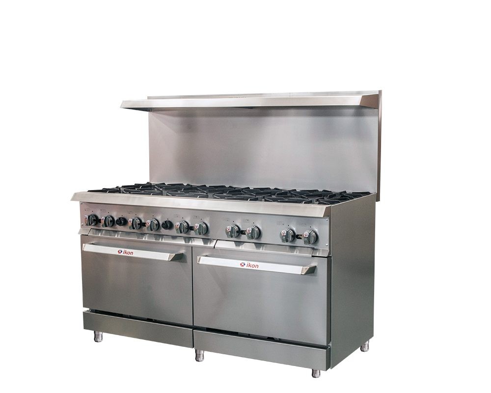 Ikon IR-6B-24MG-60 6-Burner Gas Range with 3/4" Griddle Plate and (2) Ovens, 60" 