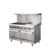 Ikon IR-6B-24TG-60 6-Burner Gas Range with 1&quot; Griddle Plate and (2) Ovens, 60&quot; 