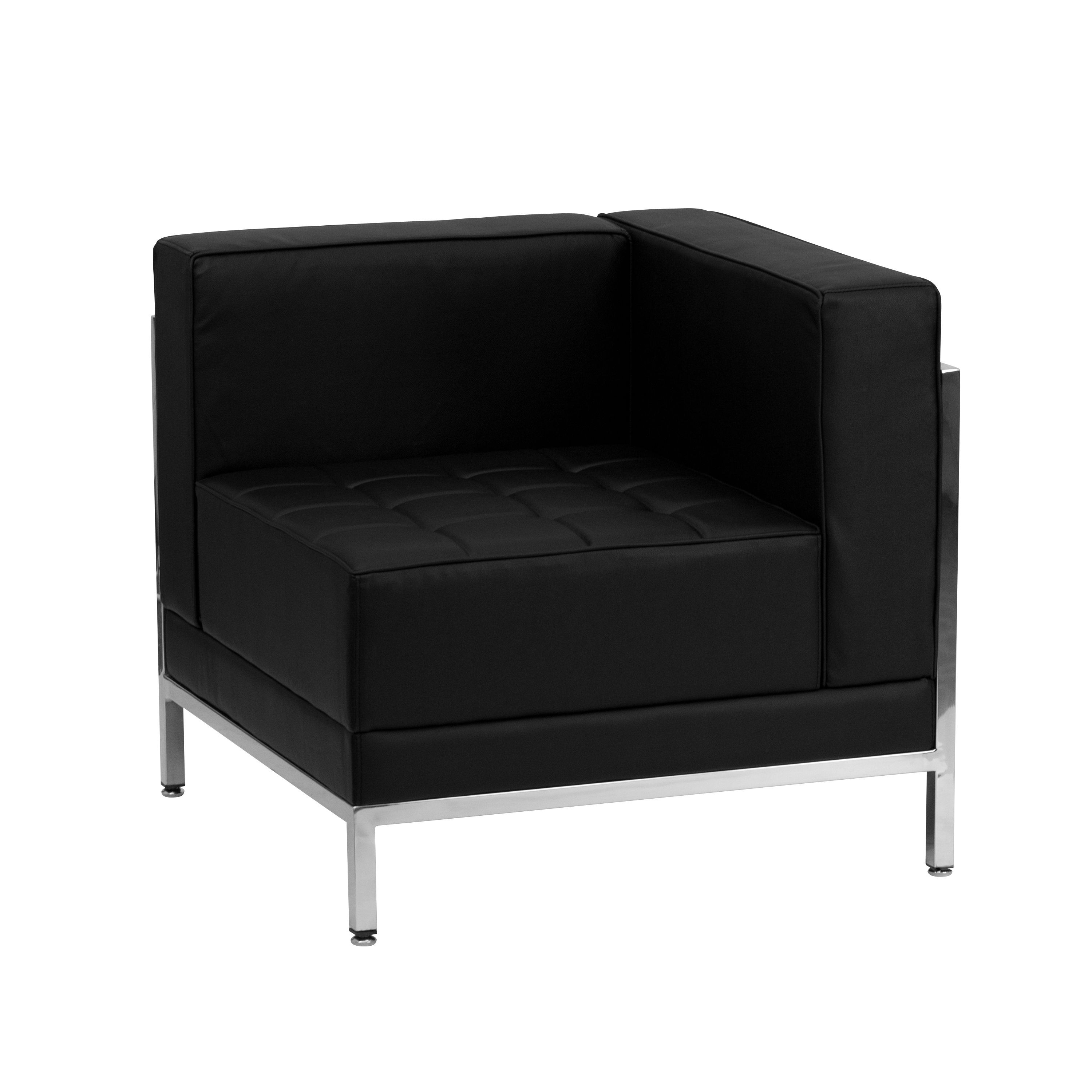 Flash Furniture ZB-IMAG-RIGHT-CORNER-GG Imagination Series Contemporary Black Leather Right Corner Chair