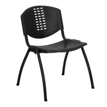 Flash Furniture RUT-NF01A-BK-GG HERCULES Series 880 Lb. Capacity Black Plastic Stack Chair with Black Frame