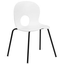 Flash Furniture RUT-NC258-WHITE-GG HERCULES Series 770 Lb. Capacity Designer White Plastic Stack Chair with Black Frame