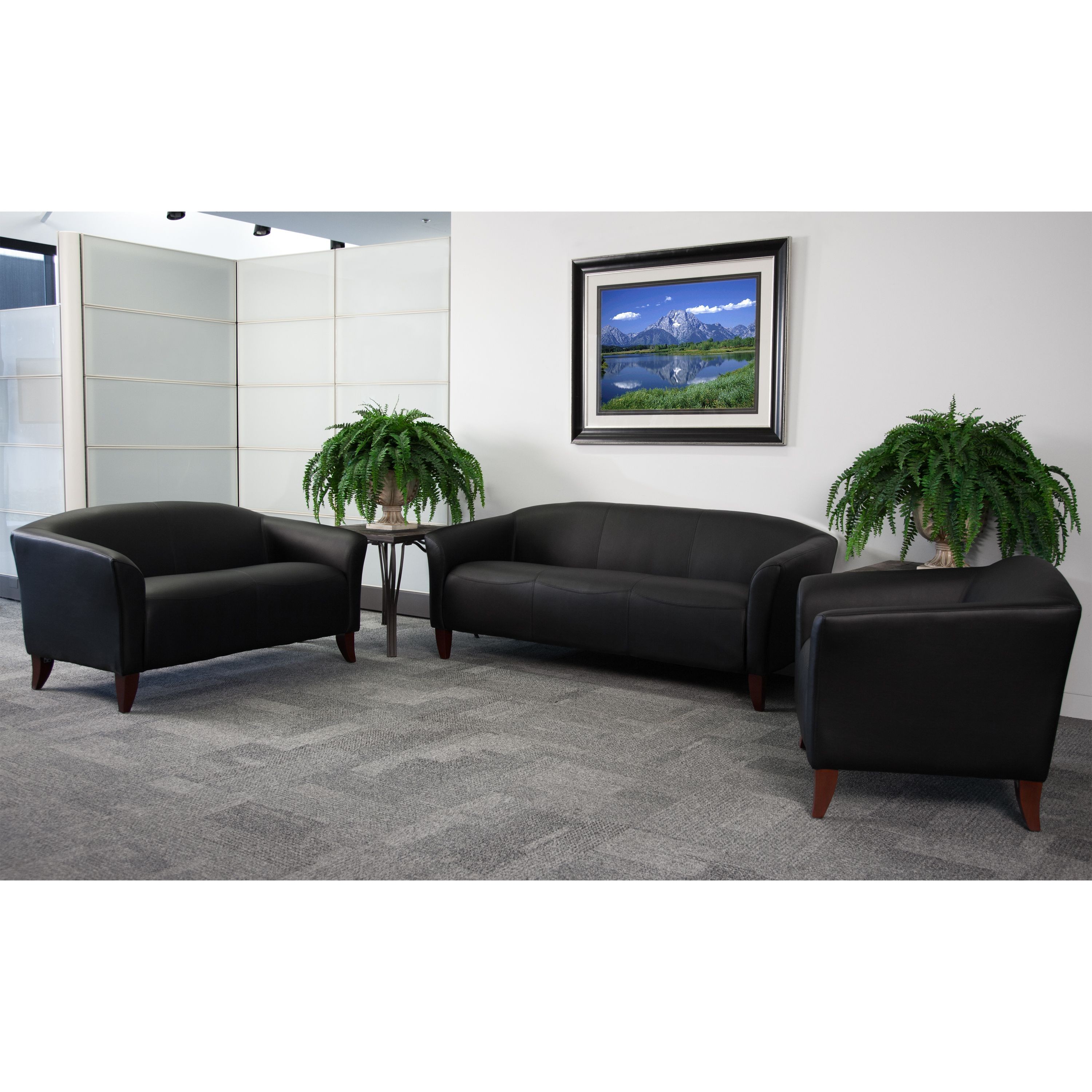 Flash Furniture 111-SET-BK-GG Imperial Series Reception Set in Black