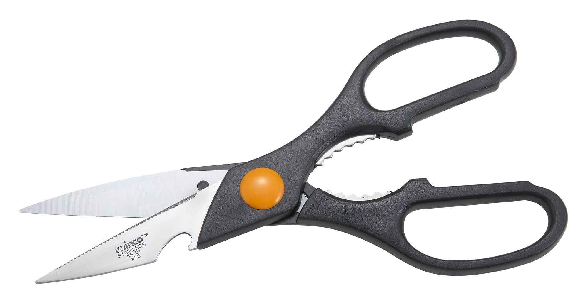 Winco KS-01 Stainless Steel Kitchen Shears with Plastic Grip Handles