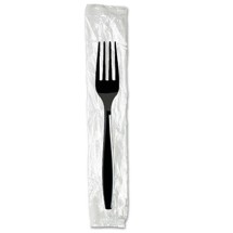 Individually Wrapped Forks, Plastic, Black, 1,000/Carton