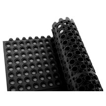 Winco RBMI-33K Black Anti-Fatigue Interlocking Rubber Floor Mat 3' x 3' x 1/2&quot;