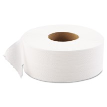 JRT Jumbo Bath Tissue, 1-Ply, White, 9&quot; Dia.. 12 Rolls/Carton