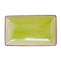 CAC China 666-33-G Japanese Style 5&quot; x 3-1/2&quot; Rectangular Plate, Golden Green