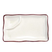 CAC China 666-77-W Japanese Style 8&quot; x 4&quot; Compartment Rectangular Plate, Creamy White