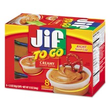 Jif To Go Creamy Peanut Butter Spreads, 1.5 oz Cup, 8/Box