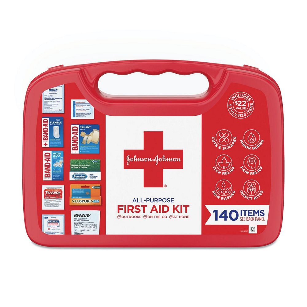 Johnson & Johnson All-Purpose First Aid Kit, 140-Pieces, Plastic Case