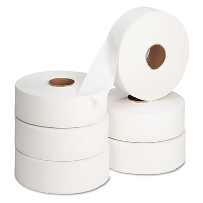 Jumbo Roll Bath Tissue, Septic Safe, 2 Ply, White, 2000 ft, 6 Rolls/Carton