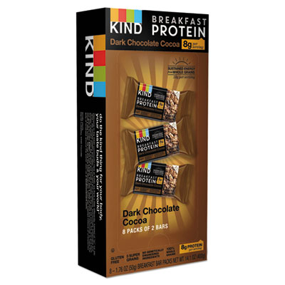 KIND Breakfast Protein Bars, Dark Chocolate Cocoa, 50 g Box, 8/Pack