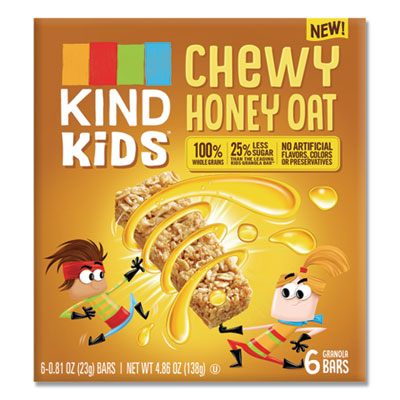 KIND Kids Bars, Chewy Honey Oat, 0.81 oz, 6/Pack