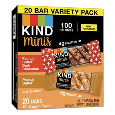 KIND Minis Peanut Butter Dark Chocolate Peanut Butter, 0.7 oz, 20/Pack