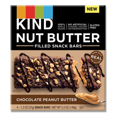 KIND Nut Butter Filled Snack Bars, Chocolate Peanut Butter, 1.3 oz, 4/Pack