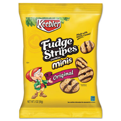 Keebler Mini Cookies, Fudge Stripes, 2 oz. Packs, 8/Box