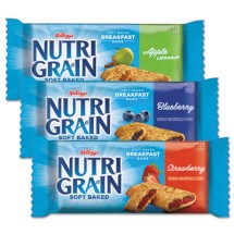Kellogg's Nutri-Grain Soft Baked Breakfast Bars, Asstd: Apple, Blueberry, Strawberry, 1.3 oz Bar, 48/Carton