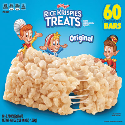 Kellogg's Rice Krispies Treats, Original Marshmallow, 0.78 oz Pack, 60/Carton