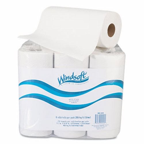 Kitchen Roll Towels, 2 Ply, White, 6 Rolls/Pack